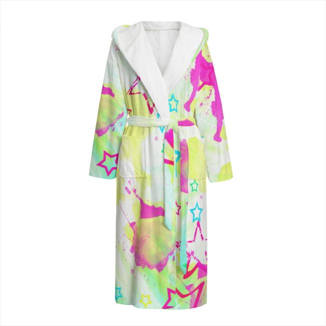 Bunter Bademantel Leo aus Flanell – flauschig & farbenfroh, Größen S–2XL